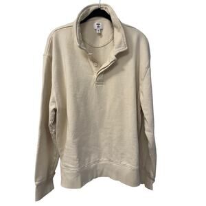 Mode of One Men's XL Cream Relaxed Fit French Terry Cotton Polo Pullover Shirt